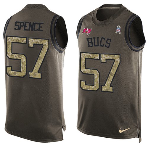 Men's Limited Noah Spence Nike Jersey Green - #57 Salute to Service Tank Top NFL Tampa Bay Buccaneers